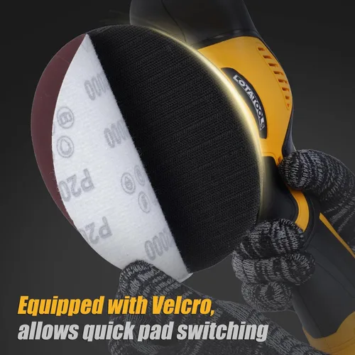 Miniatura 6 de Detalle y pulido de coche compatible con batería Dewalt de 20 V, pulidora de doble acción de 5500 RPM con 6 velocidades variables Amarillo