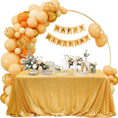 Miniatura 92 de Manteles redondos de lentejuelas negros para fiestas, de 121,9 cm, mantel redondo de purpurina ajustado, pequeño, lindo y dulce, para boda