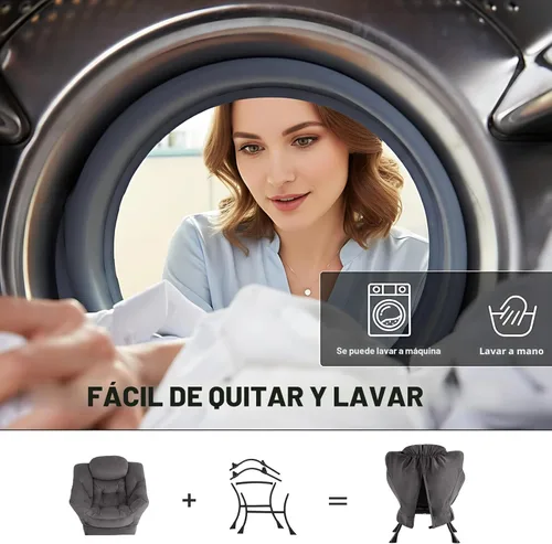 Miniatura 6 de Tiita - Silla perezosa con otomana, moderna y grande, sillón de ocio con otomana, silla de sofá con reposapiés para recámara, sala de estar, Gris