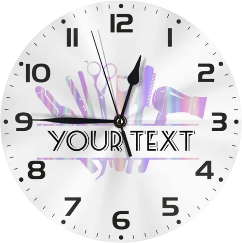 Miniatura 14 de Reloj de pared personalizado para peluquería, reloj de pared personalizado con texto sin tictac, silencioso, silla de peluquería personalizada de 10