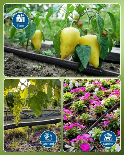 Miniatura 7 de DEWENWILS Manguera de remojo de 50 pies para camas de jardín, manguera de goteo redonda de 1/2 pulgada con regulador de presión, ahorra un 75%