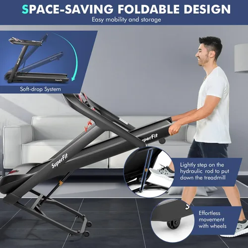 Miniatura 5 de Goplus Caminadora plegable de 4.75 HP con 15% de inclinación automática, caminadora eléctrica Superfit con control de voz y aplicación, 20 programas