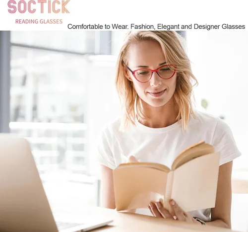 Miniatura 3 de Lentes de lectura de ojo de gato para mujer con bloqueo de luz azul, lectores para mujer 2.75 con bisagras de resorte cómodas, anteojos de diseñador