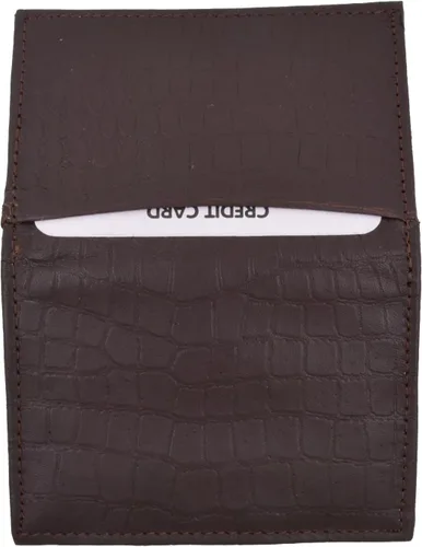 Miniatura 3 de Marshal Tarjetero de cuero RFID extensible para hombres y mujeres Marrón Croco