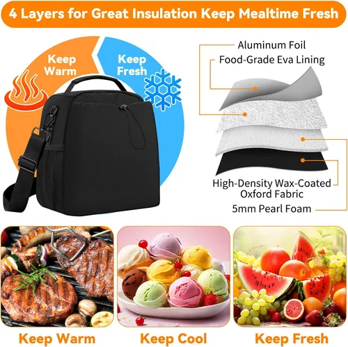 Miniatura 4 de Bolsa de almuerzo aislada Yotako para hombres y mujeres – Caja de almuerzo que cabe en tazas Stanley de 40/30 oz, bolsa refrigerante a prueba
