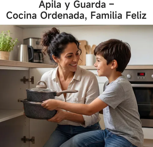 Miniatura 8 de JEETEE Juego de ollas y sartenes antiadherentes, 23 piezas, juegos de utensilios de cocina de cocina saludable, juego de cocina de inducción