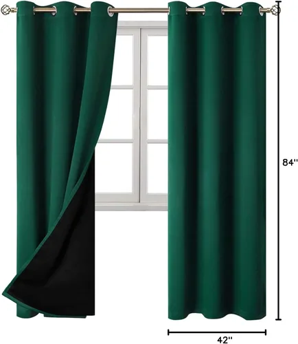 Miniatura 9 de BGment - Cortinas con aislamiento térmico para habitación, 100 % opacas, con forro negro, cortina de doble capa con ojales, reduce el ruido