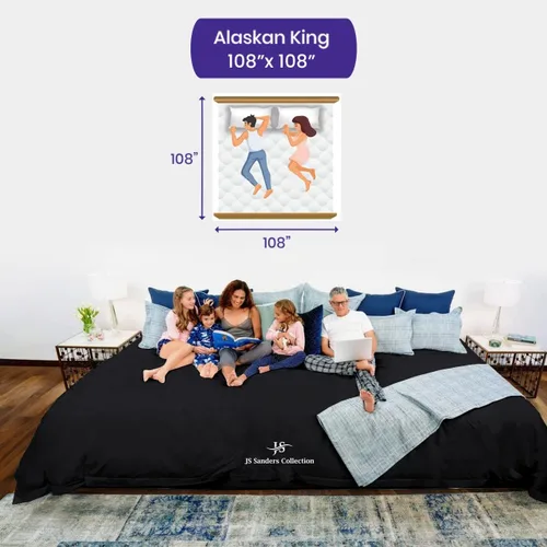 Miniatura 5 de CASA LINEN Juego de sábanas de Alaskan King (108 x 108) 100% algodón egipcio, suave y lujoso, colección clásica, para colchón de tamaño King de Negro