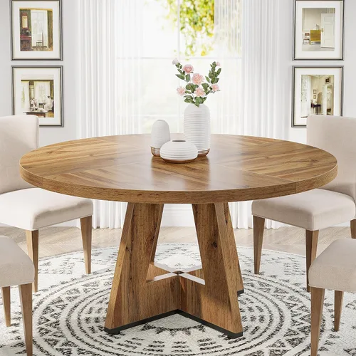 Miniatura 11 de Tribesigns Mesa de Comedor Redonda de 47 Pulgadas Mesa de Cocina de Madera para Comedor, Mesas de Dinner Room de 47" para 4-6, Muebles de Acento