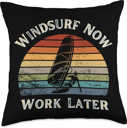 Miniatura 4 de Funny Windsurf Now Work Later Tee For Windsurfing Lovers Throw Pillow