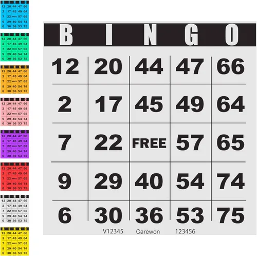 Miniatura 12 de 100 tarjetas de bingo, grandes de 4.5 x 4.5 pulgadas, azul (1 de 8 colores), hojas de bingo de papel, desechables o reutilizables para daubers