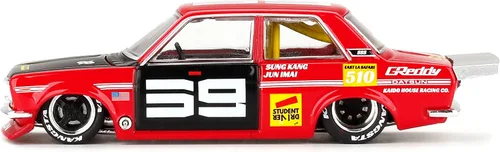 Miniatura 3 de TRUE SCALE Miniaturas Datsun 510 Pro Street SK510 Rojo y Negro (Diseñado por Jun Imai) Kaido House Special 1/64 Modelo de auto fundido a presión por