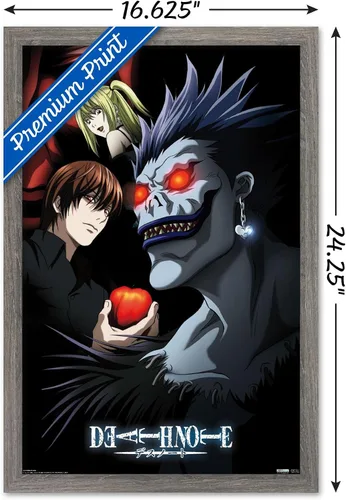 Miniatura 3 de Trends International Death Note - Póster de pared de grupo, 14.725 x 22.375 pulgadas, versión enmarcada de madera de granero