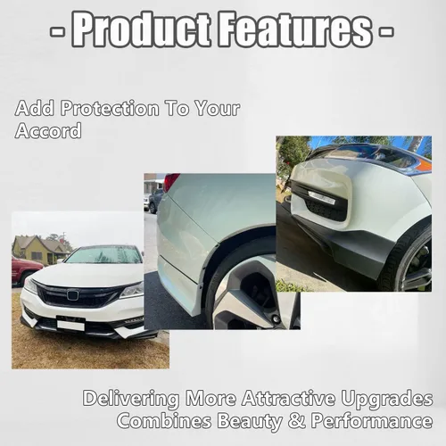Miniatura 4 de KUAFU Alerón Divisor de Labio de Parachoques Delantero Carrocería Inferior Negro Compatible con Honda Accord 2016-2017 4 Puertas Sedán Par