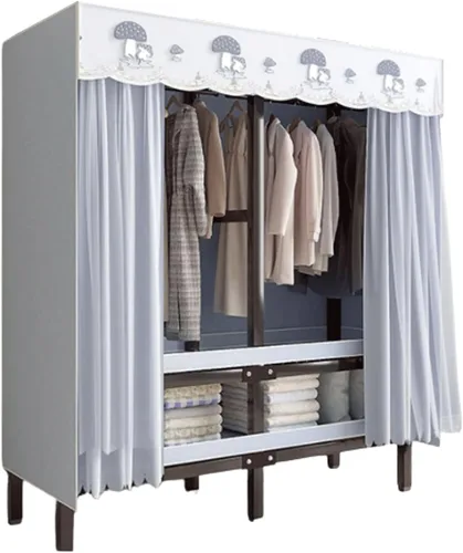 Miniatura 11 de Armarios grandes plegables de 0.984 in/1 pulgada de tubo de acero para ropa, estantes de almacenamiento para dormitorio, armario grande portátil