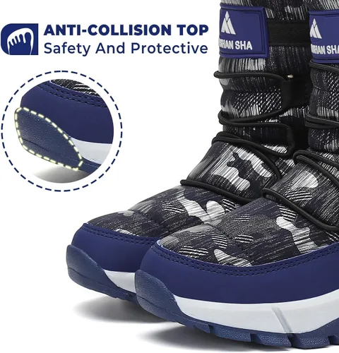 Miniatura 5 de Mishansha - Botas de nieve para niñas, niños niños pequeños niños grandes invierno, cálidas, impermeables, antideslizantes, anti colisión, corte