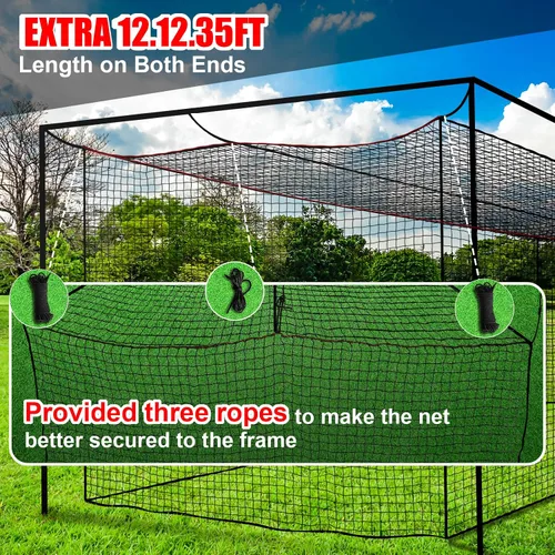 Miniatura 16 de Red de jaula de bateo de béisbol y sóftbol con receptor realista, solo red, red de jaula de bateo para práctica en el patio trasero, red deportiva