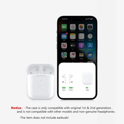 Miniatura 2 de Funda de carga inalámbrica compatible con AirPod 2 1, funda de cargador de Air Pod de repuesto con botón de sincronización de emparejamiento Blanco