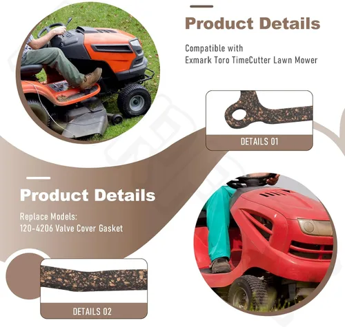 Miniatura 3 de 120-4206 Junta de tapa de válvula compatible con cortacésped Exmark Toro TimeCutter, compatible con modelos 74616, 74629, 74621, 127-9358