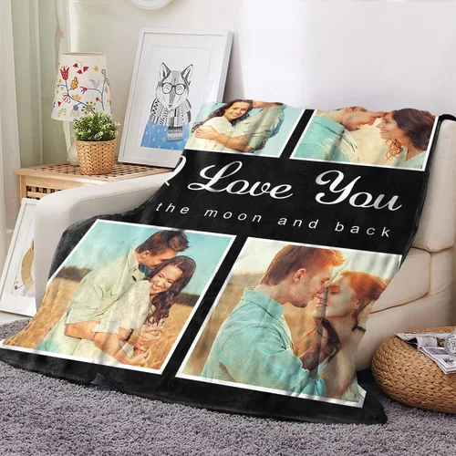 Miniatura 5 de Novgarden Regalos personalizados de San Valentín para parejas, mantas personalizadas para novio, manta personalizada con fotos, regalos para él Negro