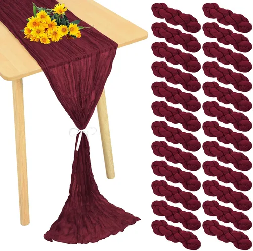 Miniatura 11 de Paquete de 24 caminos de mesa de estopilla de 20 x 120 pulgadas, camino de mesa de tela de queso a granel, romántico, bohemio, tela de gasa Beige