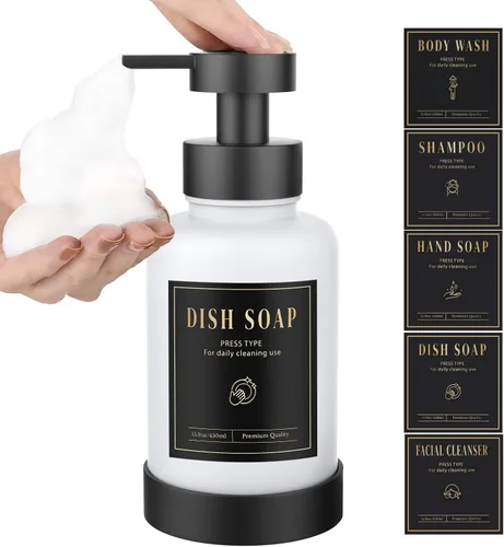 Miniatura 11 de Luxspire Dispensador de jabón espumoso, dispensador de jabón con bomba de espuma de vidrio, dispensador de jabón de manos antideslizante con 5
