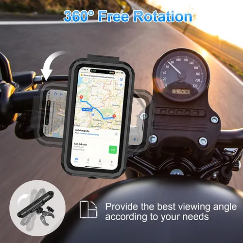 Miniatura 5 de Soporte de teléfono para bicicleta, impermeable, soporte para teléfono de motocicleta, manillar, rotación de 360°, soporte para teléfono celular