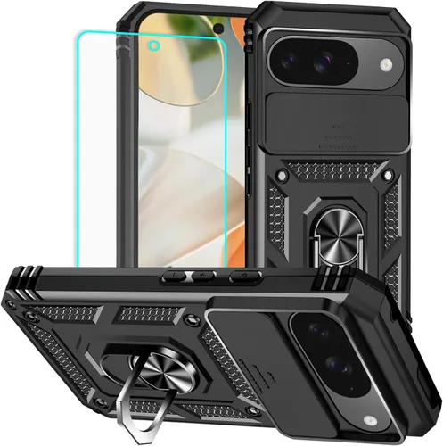 Miniatura 27 de HNHYGETE Funda para Pixel 6a con protector de pantalla HD, soporte giratorio de grado militar de 360° (resistente) a prueba de golpes para Google