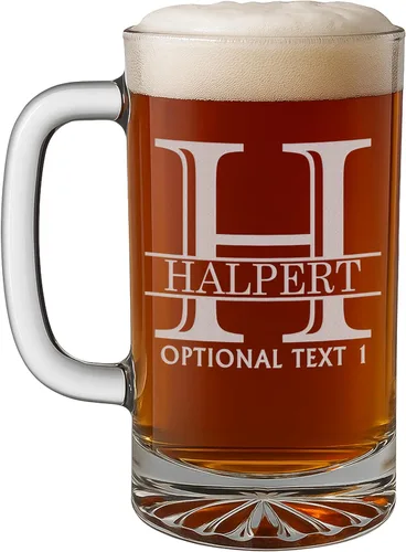 Miniatura 8 de Taza de cerveza de vidrio con monograma grabado personalizado, 34 onzas, Día del Padre, monograma, nombre personalizado, regalos de cerveza Claro