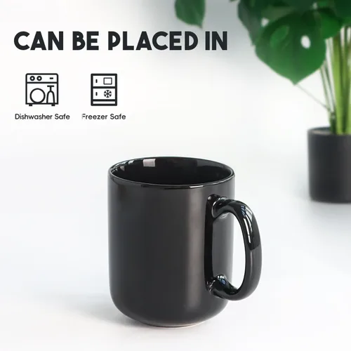 Miniatura 4 de harebe Taza de café grande de 20 onzas, taza de té de cerámica lisa para oficina y hogar, gran capacidad con asa, color negro