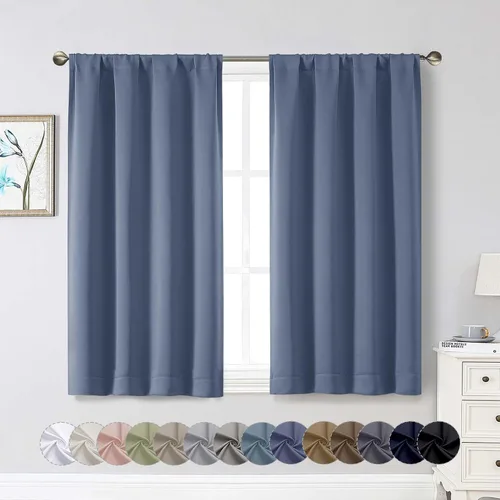 Miniatura 96 de Cortinas opacas para dormitorio, sala de estar, juego de 2 paneles de 54 pulgadas de largo, cortinas de oscurecimiento de habitación con aislamiento