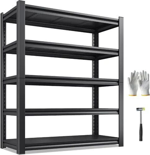 Miniatura 13 de REIBII Estantería de garaje de 48.2 pulgadas de ancho, estantes de almacenamiento de 3010 libras resistentes, estantería de metal ajustable de 5