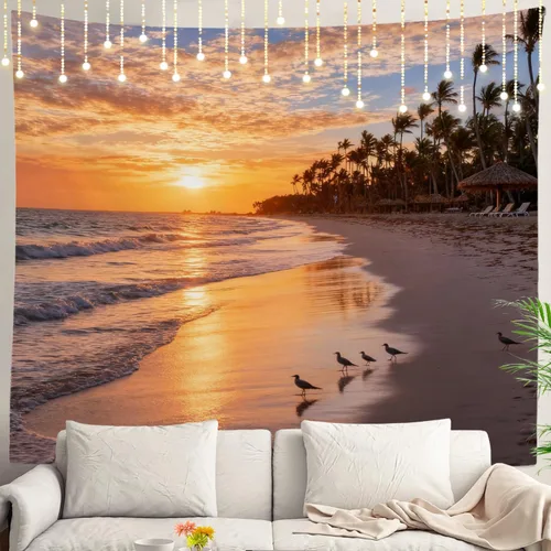 Miniatura 20 de Shrahala Tapiz de pared con paisaje de lago de otoño, bosque amarillo, para colgar en la pared, tapiz grande, decoración de fibra de poliéster