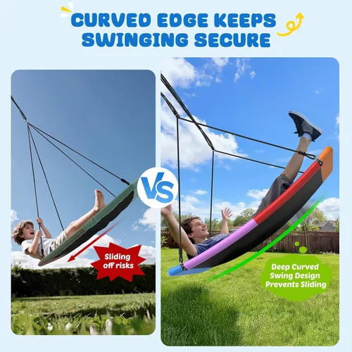 Miniatura 3 de Trekassy Columpio de árbol de plataforma Skycurve de 700 libras y 60 pulgadas para niños y adultos, resistente al desgaste con 2 correas para colgar