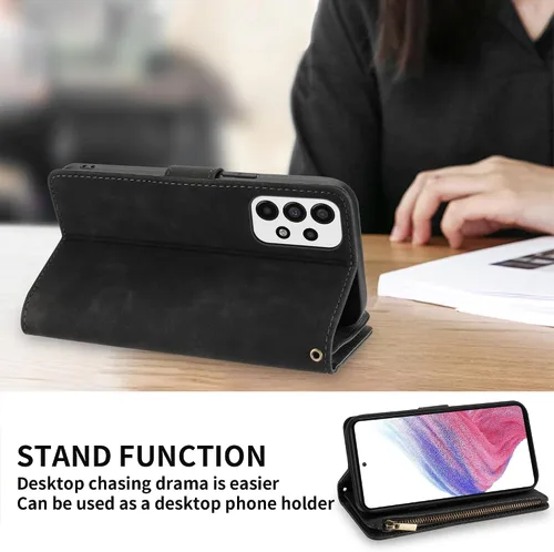 Miniatura 6 de ZZXX Samsung Galaxy A53 5G - Funda para teléfono celular con bloqueo RFID, cartera, soporte, piel sintética suave de alta calidad, color negro, 6.5