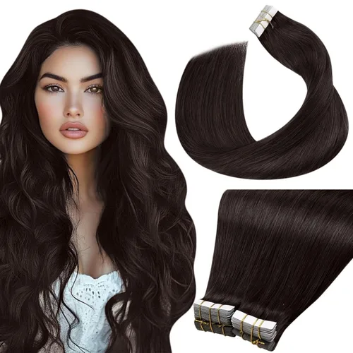 Miniatura 49 de LaaVoo - Extensiones de cabello humano Remy adhesivas con cinta invisible, cabello negro natural, extensiones de cabello para mujeres de color, 20
