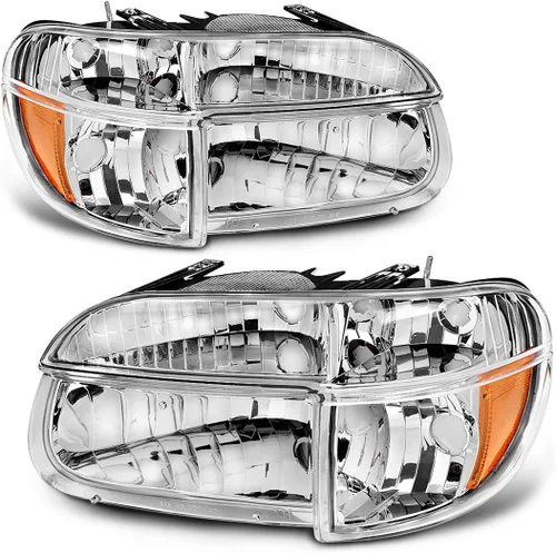 Miniatura 10 de Conjunto de repuesto de faros delanteros para Ford Explorer. Reflectores ámbar, carcasa cromada