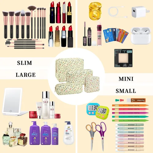 Miniatura 7 de Nolon - Mini bolsa de maquillaje para mujeres y niñas, bonita bolsa de maquillaje preparada para cosméticos con cremallera, bolsa organizadora