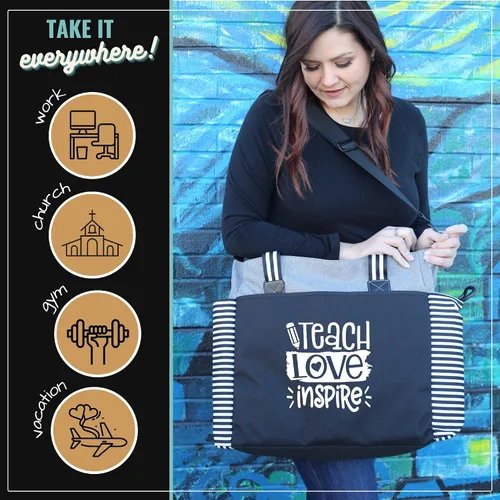 Miniatura 70 de Brooke & Jess Designs Teacher Tote Bag for Work - Teacher Handbag Gifts for Women, Teacher Bag Best Teacher Appreciation Gift