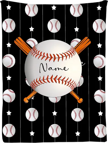 Miniatura 30 de Manta personalizada de béisbol para sofá, manta personalizada con nombre, manta ligera de felpa mullida de 60 x 50 pulgadas, para adolescentes