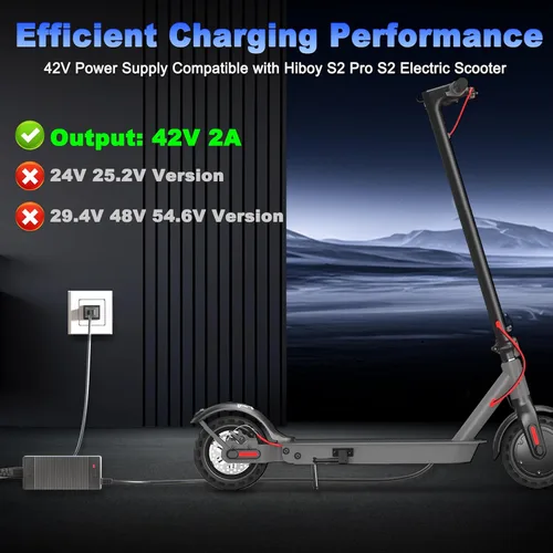 Miniatura 2 de Cargador de 42V 2A compatible con Hiboy S2 Pro, S2, KS4, KS4 Pro, NEX, compatible con Gotrax GXL V2, G2, G3, G4, fuente de alimentación eléctrica