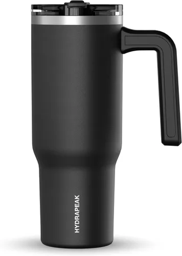 Miniatura 24 de Hydrapeak Voyager Vaso de 40 oz con Asa y Tapa con Pajita Botella de Agua Reutilizable de Acero Inoxidable Taza de Viaje Compatible con Portavasos