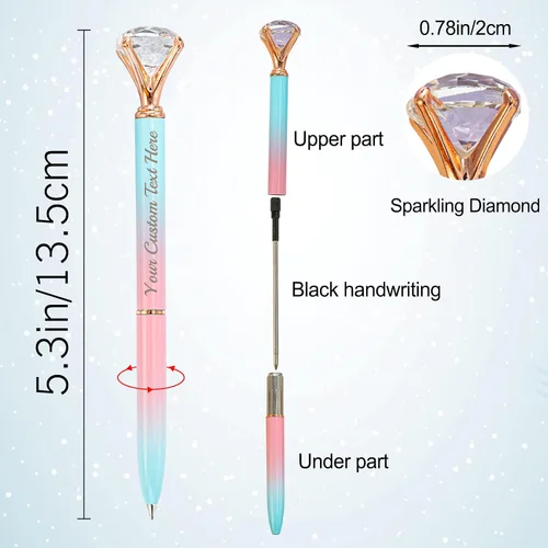 Miniatura 7 de Qingxily Hasta 300 bolígrafos de diamante, bolígrafos personalizados con nombre y texto grabado, bolígrafo de metal de cristal personalizado a