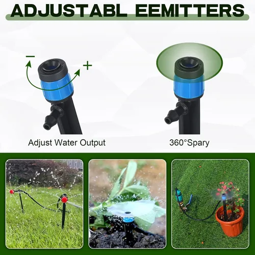 Miniatura 4 de Hortsun 200 emisores de riego por goteo de 5.2 pulgadas, emisores de goteo de ventilador para tubos de riego por goteo de 1/4 de pulgada, 360 grados