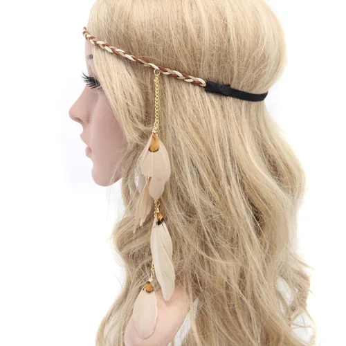 Miniatura 6 de Diadema con borlas bohemias para mujer, diadema de plumas hippie hecha a mano, tocado indio, diadema para el cabello, tocado, accesorios para el Café