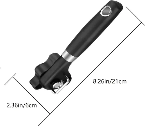 Miniatura 2 de Abrelatas manual con borde liso Abrebotellas de acero, herramienta de cocina con agarre antideslizante