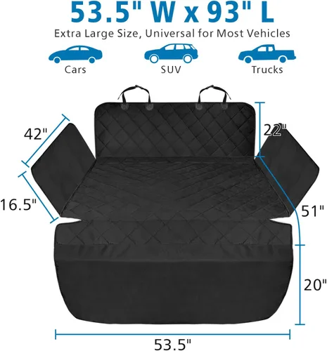 Miniatura 2 de FunniPets Forro de carga para SUV, funda de carga para perro resistente al agua con protector de paredes laterales y solapa para parachoques, Negro
