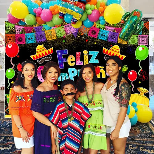 Miniatura 2 de Telón de fondo de fiesta mexicana para fiesta de cumpleaños, decoración colorida de Cinco de Mayo, Taco, carnaval, fotografía, fondo de fiesta