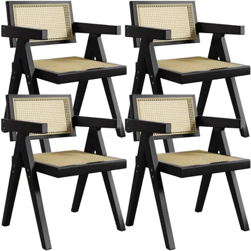 YVYKFZD Wooden Dining Chairs Set, Rattan Dining Room Chairs, Kitchen Chair with Backrest, Lounge Armchair Comfy Side Chair, for Bedroom Living Room