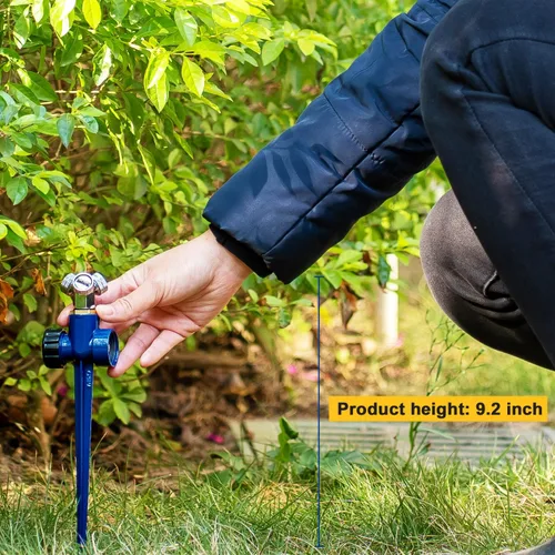 Miniatura 5 de ESOW Aspersor de metal con espigas de nebulización, paquete de 2, estaca de riego suave de 3 cabezales, espray fino de 360° para cama de flores